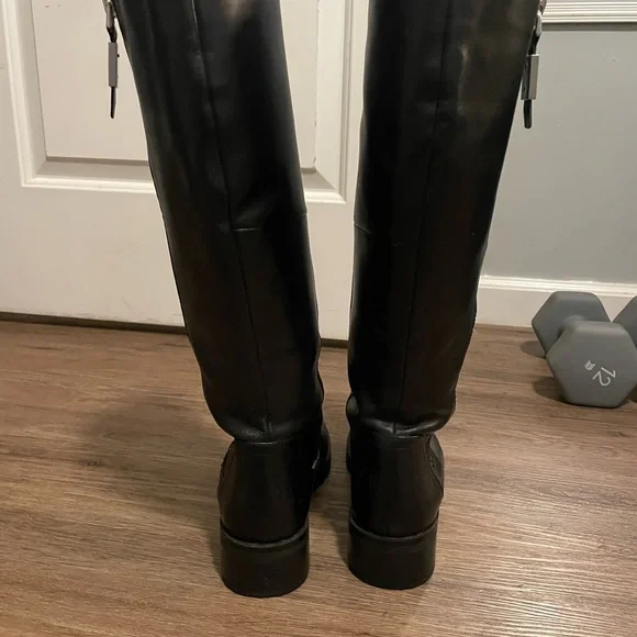ALDO Black Knee-High Leather Boots with Zipper - Picture 9 of 11